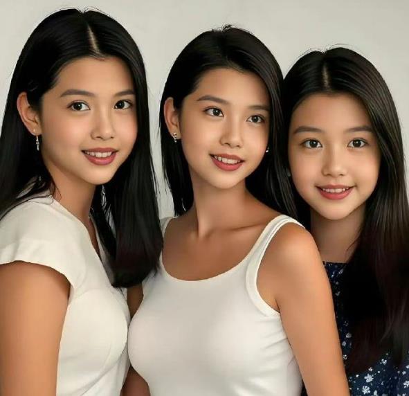 邱淑贞二女儿晒近照，简约细吊带上衣，长发披肩